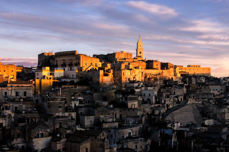 Matera. Vista del Sasso Caveoso at dawn