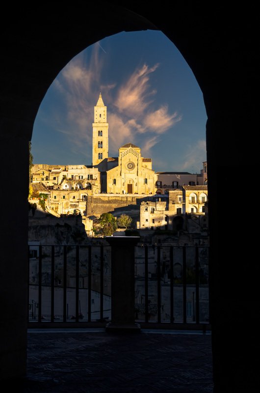 View of the Sassi from the panoramic balcony of Piazza Vittorio Veneto