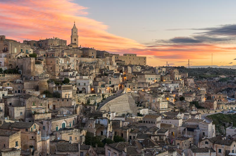 Matera. Sasso Caveoso at dawn