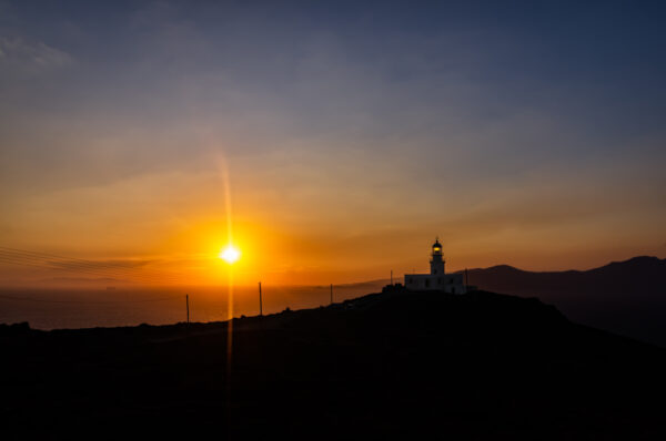 Out of the crowd in Mykonos for beautiful landscape photos, Armenisti lighthouse at sunset, Mykono, Cyclades, Greece