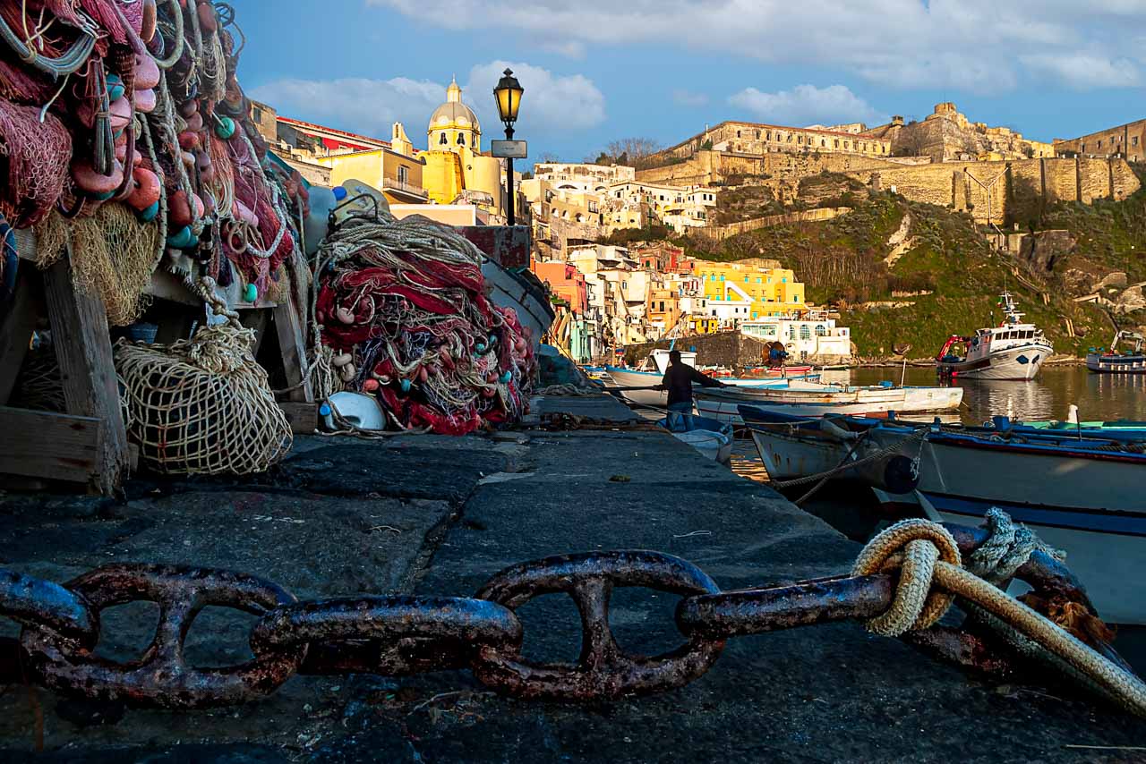 Corricella harbour scene