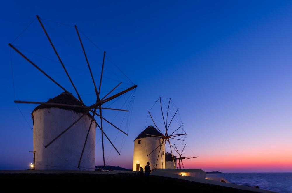 Windmills at dusk